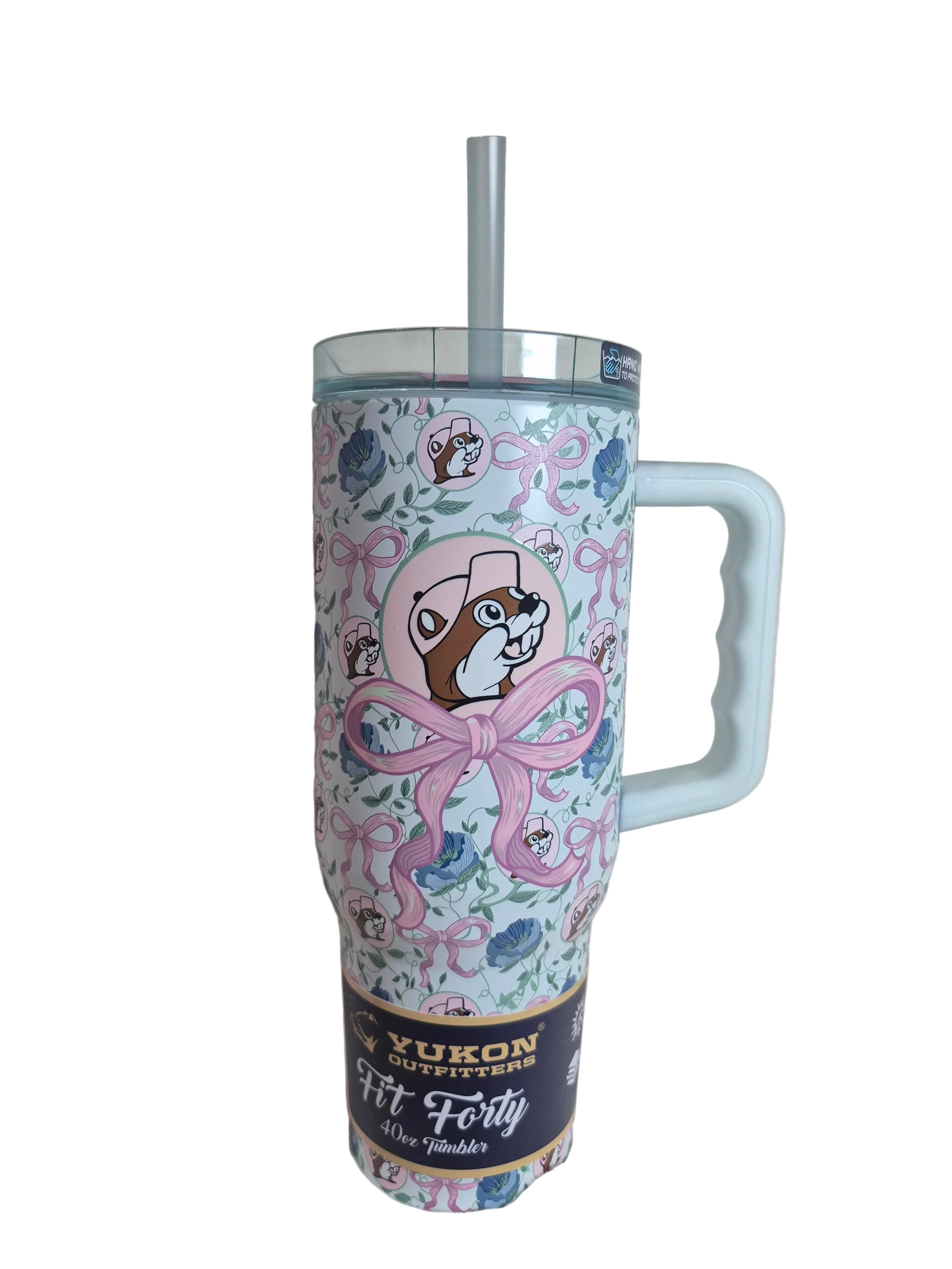 Buc-ee's Pink Bow 40oz Yukon Tumbler | Floral Insulated Cup