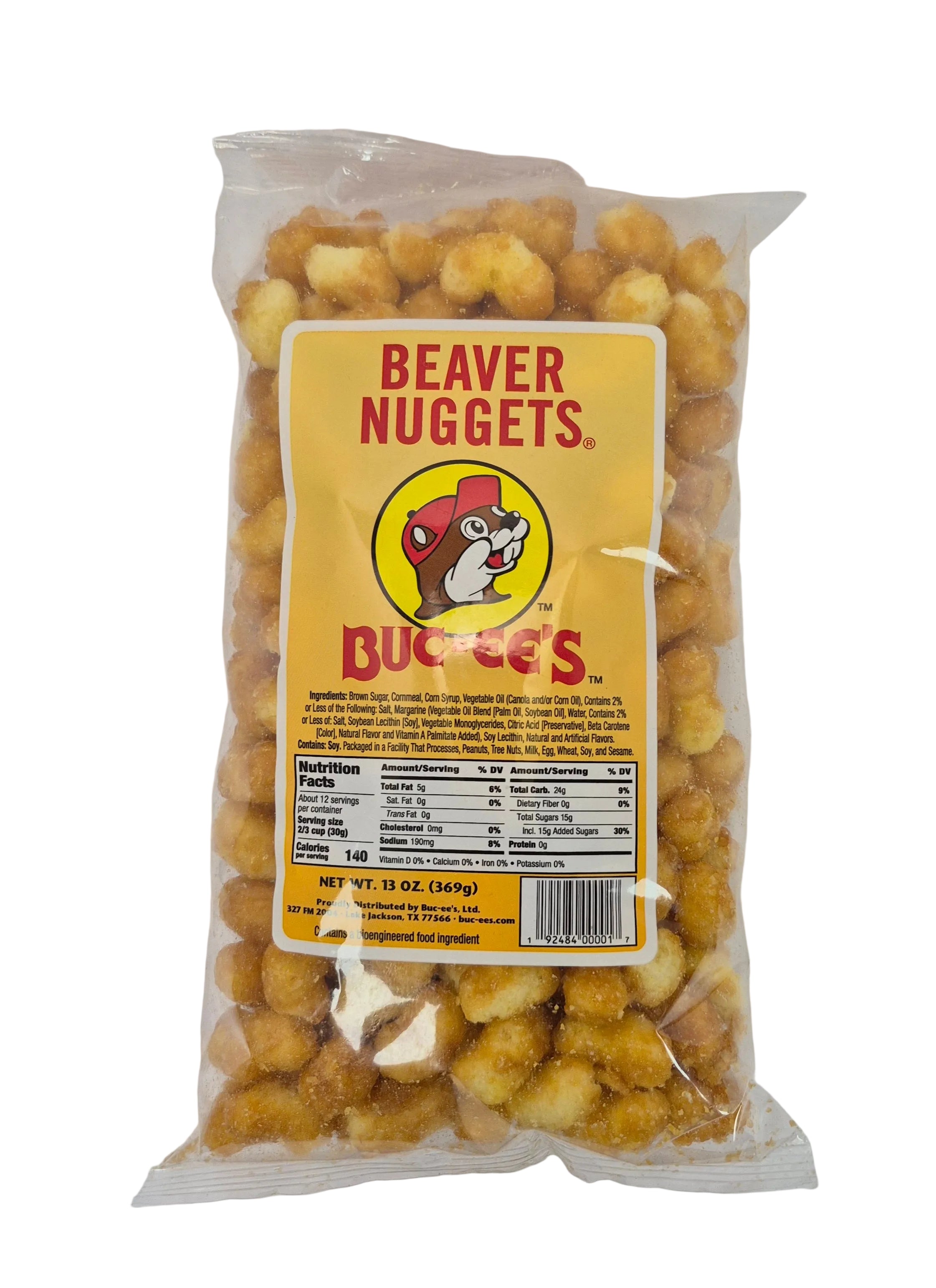 Bag of Beaver Nuggets with a visible label on a white background