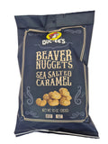 Bag of Beaver Nuggets Salted Caramel snack on a light gray background