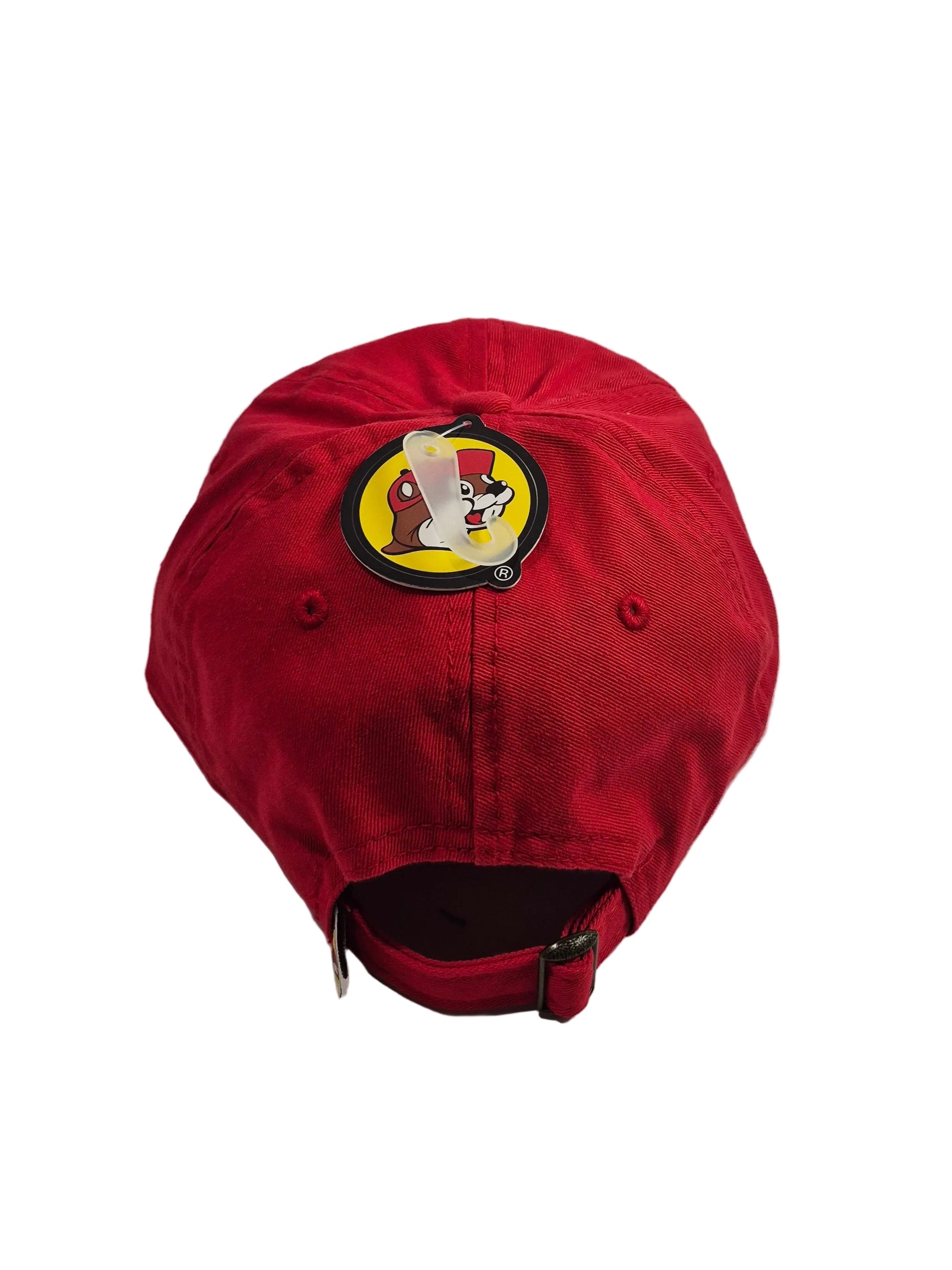 Red cap with a logo on a white background