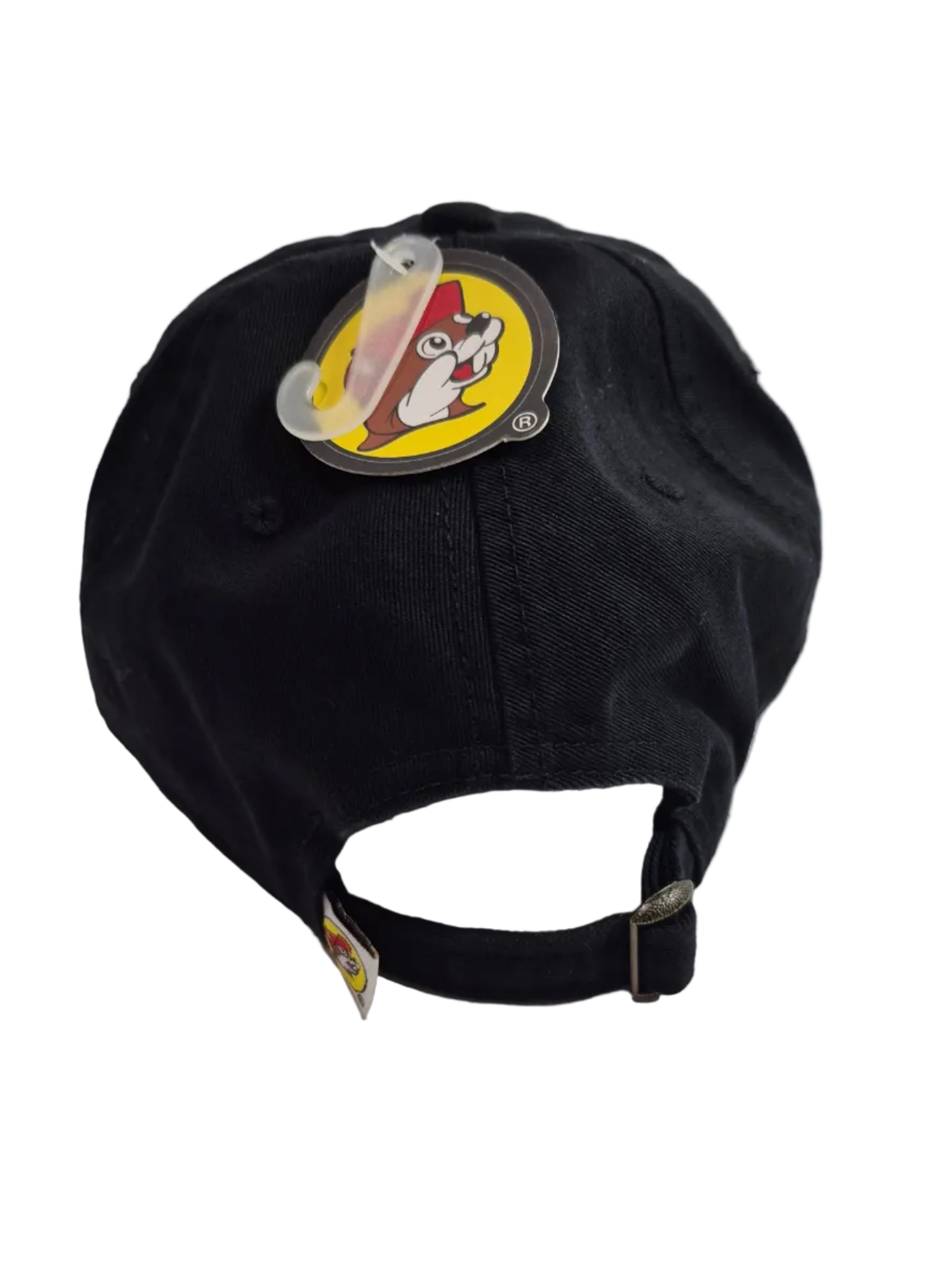 Black cap with a logo on a white background