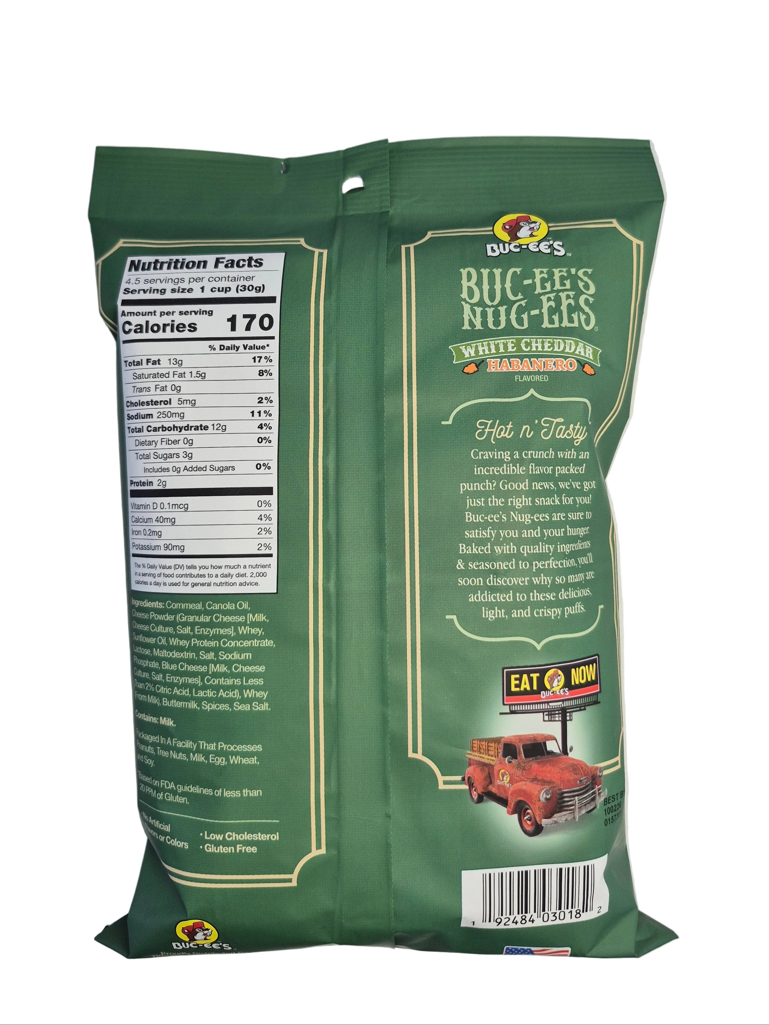 Buc-ee’s Nug-ees – White Cheddar Habanero Baked Corn Puffs (5 oz)